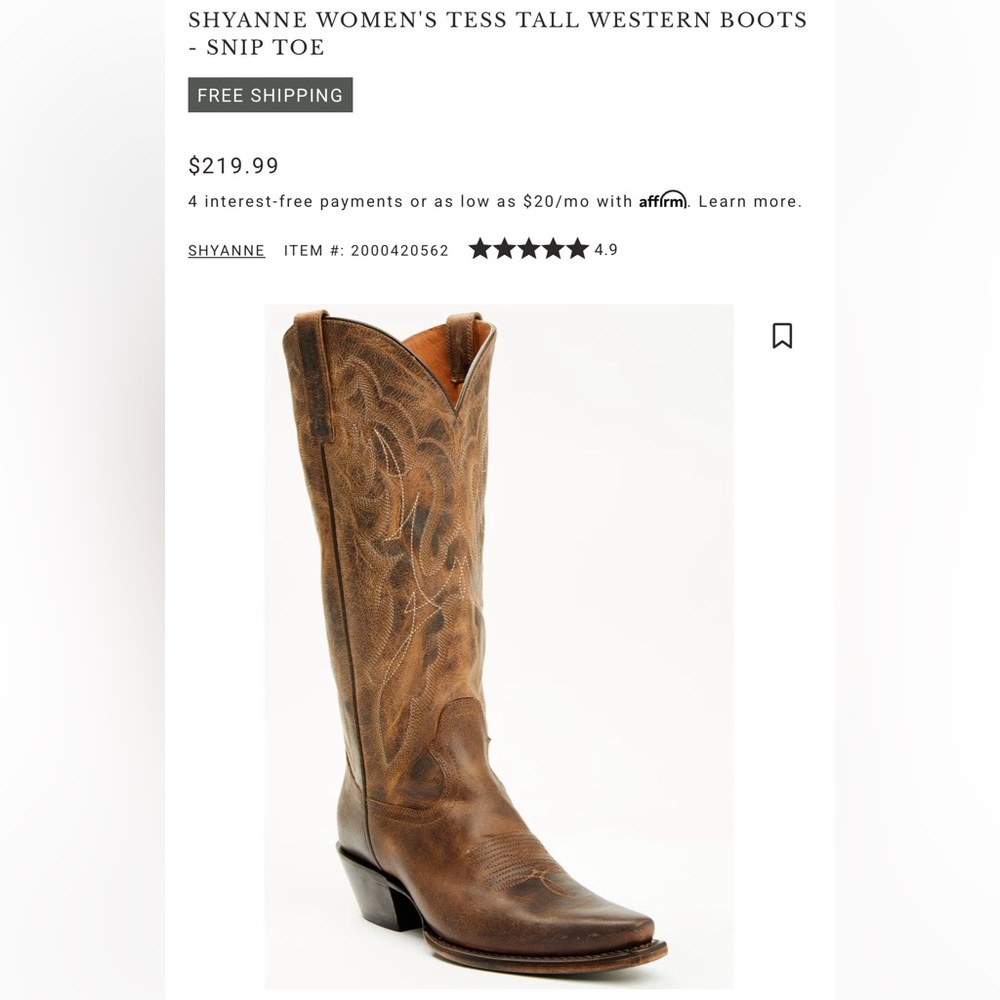 SHYANNE WOMEN'S TESS TALL WESTERN BOOTS - SNIP TOE